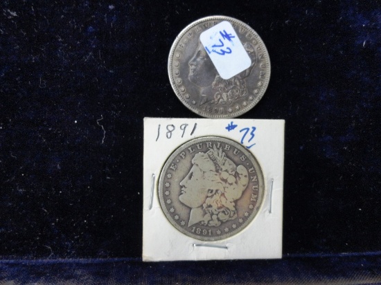 (2) 1891 Morgan Dollars