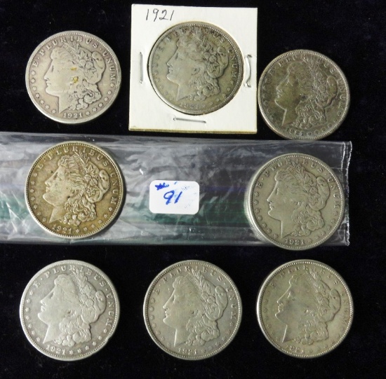(8) 1921 S Morgan Dollars