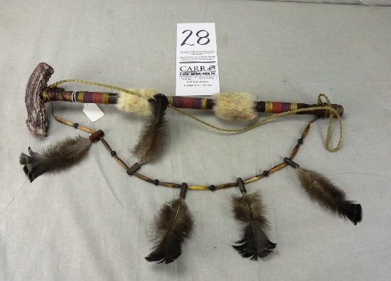 Ceremonial Horned/Feather Pipe