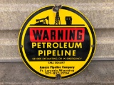 “Warning” Petroleum Pipeline Circle Metal Sign (#45)