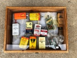 Display Case with Oil/Solvent/Fluids Can Collection (#45)