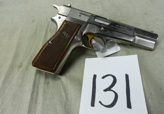 Browning Belgium Made FN Herstal  9mm Pistol, Stainless Steel, Gold Trigger, SN:245PM05020 (Handgun)