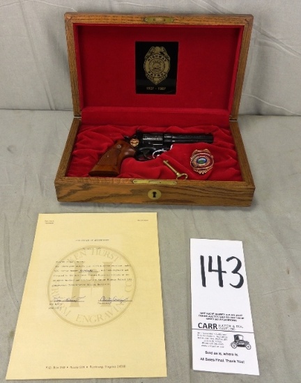 S&W M.586, Kansas Hwy. Patrol 50th Anniv., 357-Magnum Revolver, SN:AJY8086 in Wooden Box (Handgun)