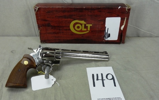 Colt Python 357 Magnum, Nickel, 8" Bbl., Revolver, As New in Box, SN:K20723 (Handgun)