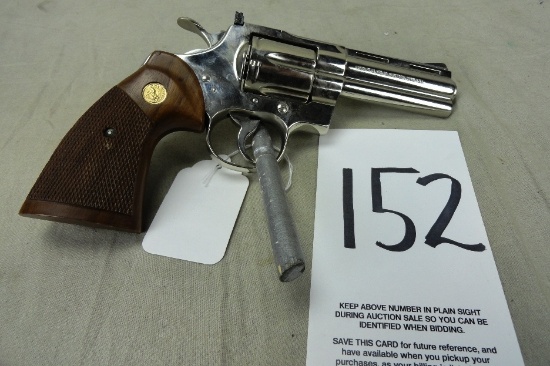 Colt Python 357, Nickel, Revolver, 4" Bbl. SN:V68574 w/Box (Handgun)