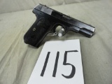 Colt Automatic 380 Hammerless Pistol, SN:69479 (Handgun)