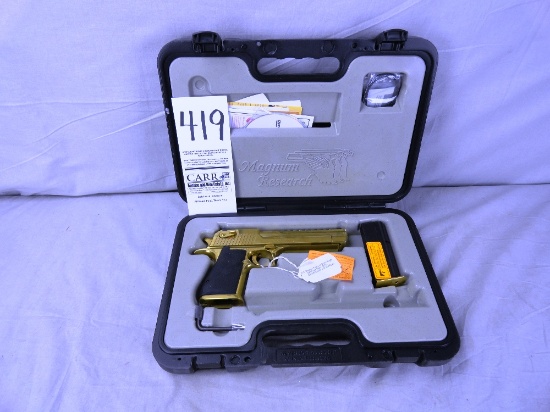 Magnum Research Desert Eagle Gold Finish Pistol, .50AE, SN:DK0008106, NIB (Handgun)