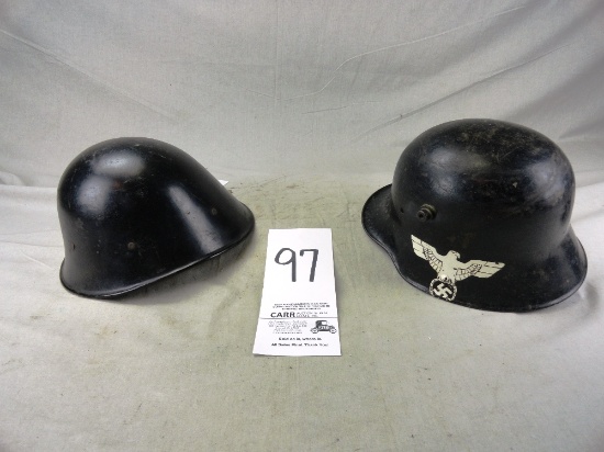 (2) Black WWII German Helmets