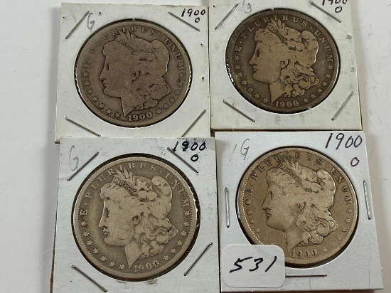 (4) 1900O Morgan Silver Dollars G (x4)