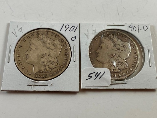 (2) 1901O Morgan Silver Dollars VG (x2)