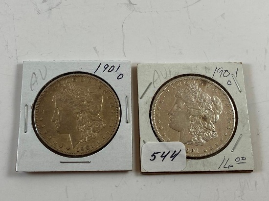 (2) 1901O Morgan Silver Dollars AU (x2)