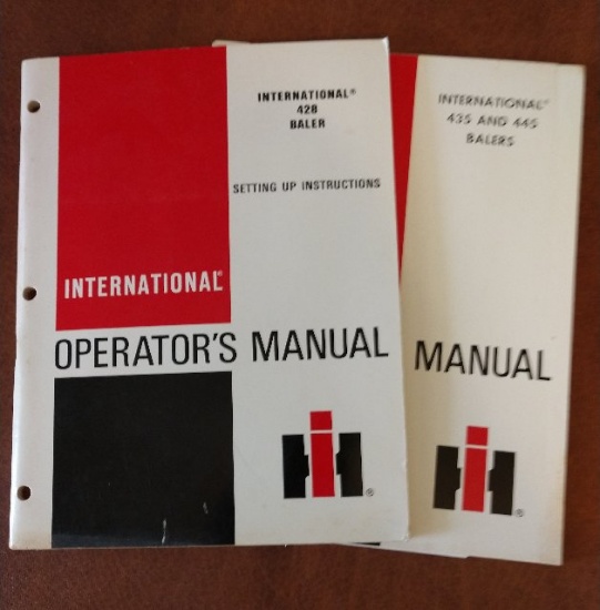 International 428, 435 and 445 Balers Operator Manual - 2 manuals