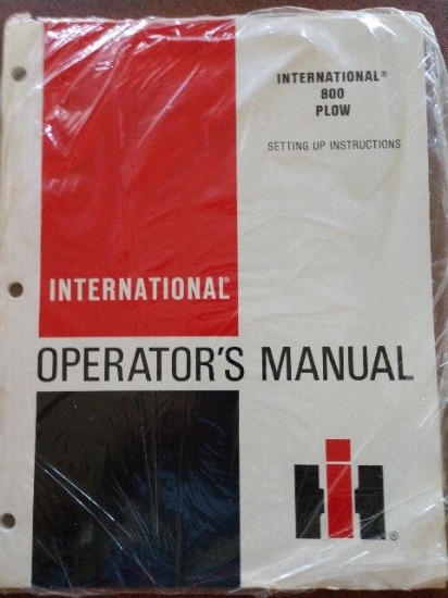 International 800 Plow Operator's Manual NIP