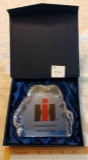 International Harvester Glass Paper Weight Large, NIB - Blue