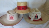 3 IH Straw Hats, promotional conference hats