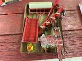 (4) Ertl Toys-Drill, Baler, Plow, Trailer