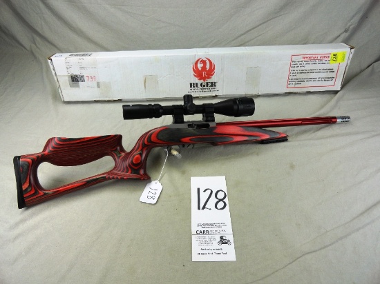 128. Ruger 10/22 Auto, 22-Cal., SN:356-47886, Red Fluted Tact Sol Bbl., Scope Fagen Red Stock w/Box