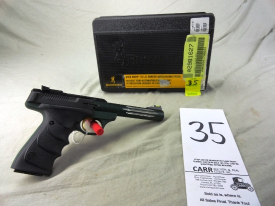35. Browning Buckmark Auto, 22-Cal., SN:515zmo7829, Green Fluted Bbl. w/Box (HG)
