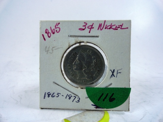 1865 Three Cent Nickel, XF
