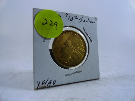 1910-D Indian Head Gold $10 Piece, EF/AU