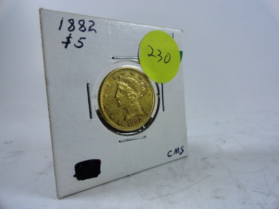 1882 Liberty $5 Gold Piece, AU