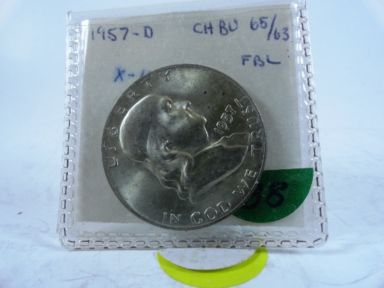 1957-D Franklin Half-Dollar, MS65/63