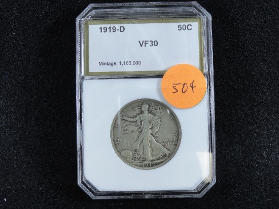 1919-D Liberty Half-Dollar, VF30