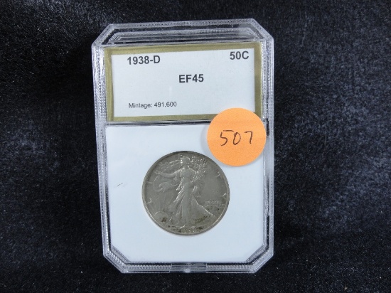 1938-D Liberty Half-Dollar, EF45
