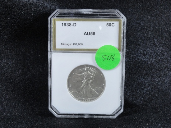 1938-D Liberty Half-Dollar, AU58