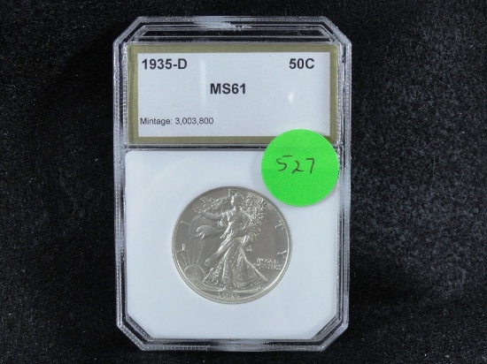 1935-D Walking Liberty Half-Dollar, MS61