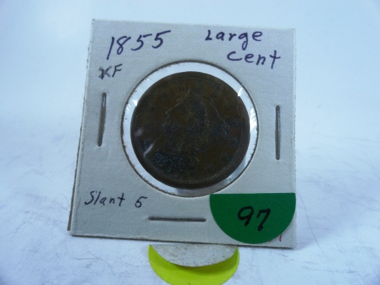 1855 Large Cent, F