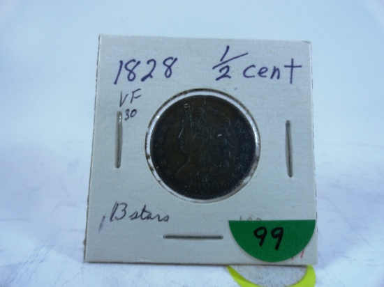 1828 Half-Cent, VF30