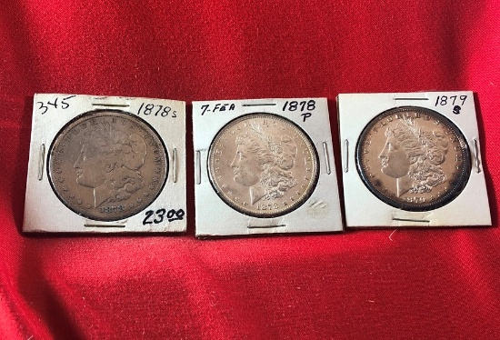 (3) 1878 & 1879 Silver Dollars (x3)