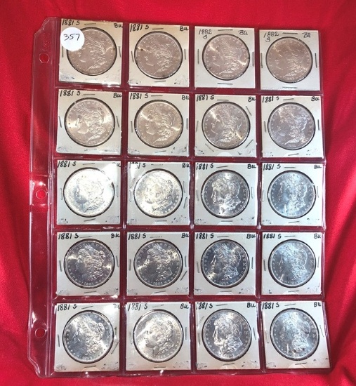 Sheet of (20) Morgan Silver Dollars (x20)