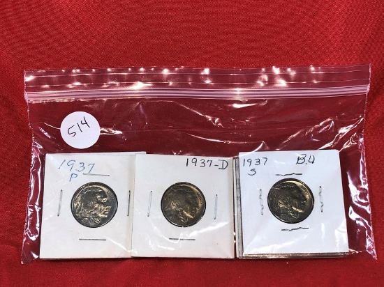 (5) 1937 & 1938 Buffalo Nickels (x1)