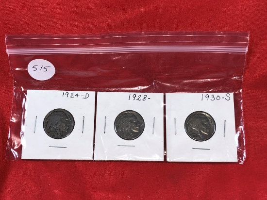 (3) 1920 & 1930 Buffalo Nickels (x1)