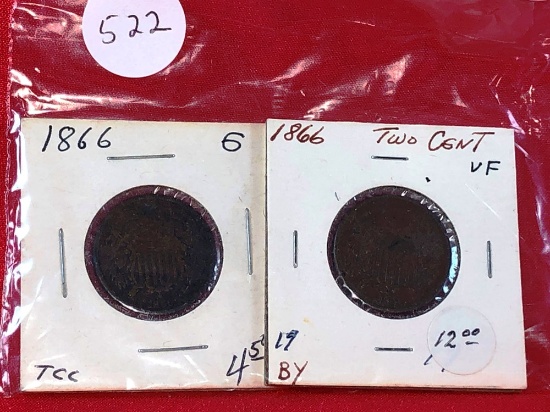(2) 1866 2-Cents (x2)
