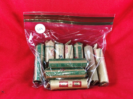 (10) Rolls of Clad Dimes (Not Silver) (x10)