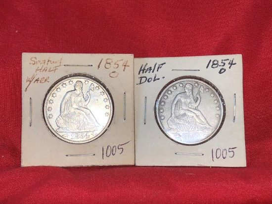 (2) 1854-O Seated Half Dollars (x2)
