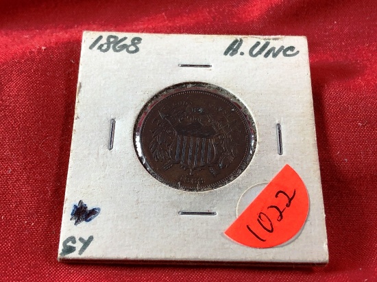 1868 2-Cent Large Motto, AU (x1)