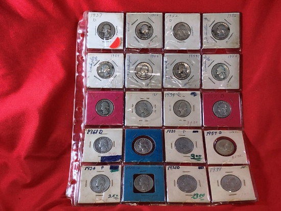 (20) Silver Washington Quarters (x20)