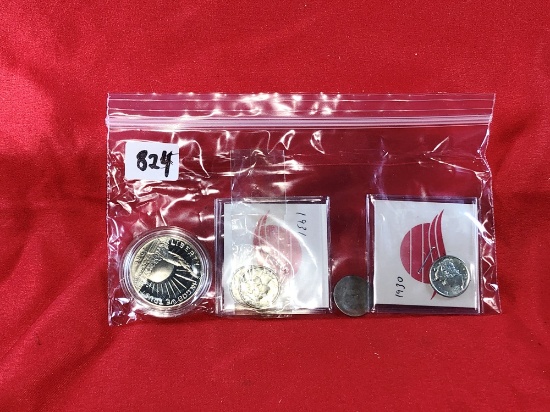 (4) Silver Dimes & 1986 Silver Half Dollar (x1)