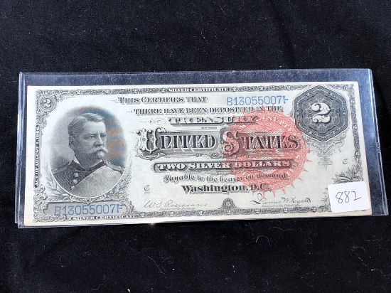 1886 $2 Hancock Silver Cert. (x1)