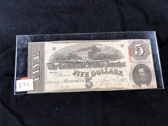 1863 $5 Confederate State (x1)