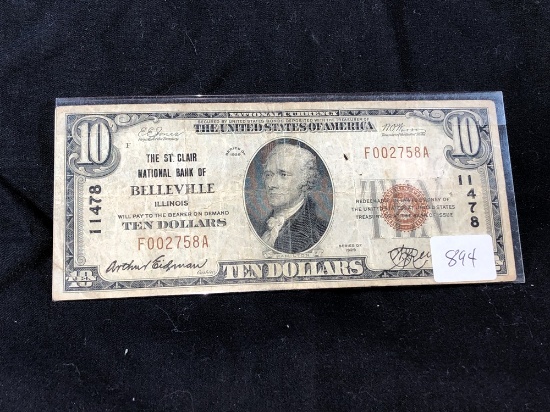 1929 $10 Bank of Bellville, ILL (x1)