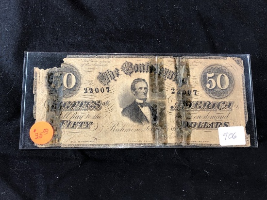 1861 $50 Confederate Bill (x1)