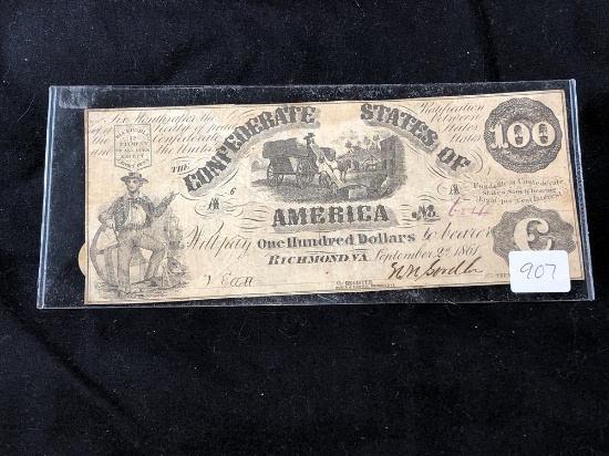 1861 $100 Confederate Bill (x1)
