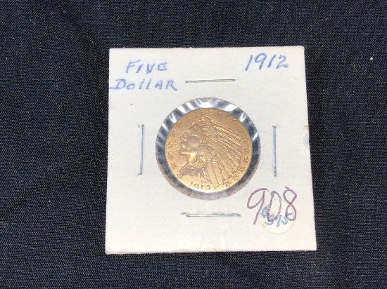 1912 $5 Indian Gold Coin (x1)