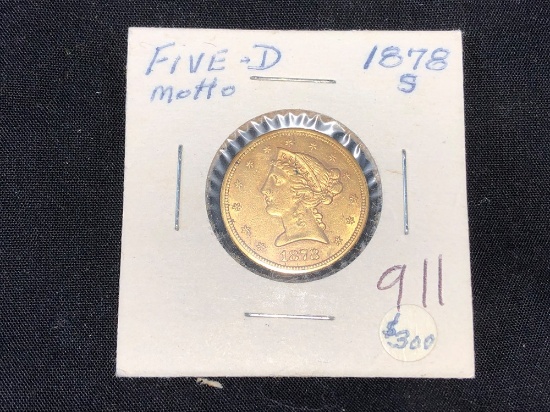 1878 $5 Gold Liberty (x1)