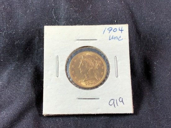 1904 Unc. $5 Gold Liberty (x1)